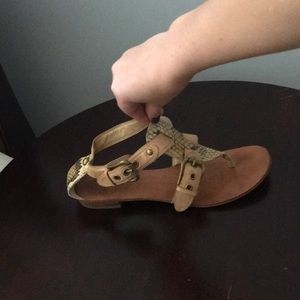 Tan buckle sandals